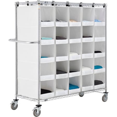 Nexel Stock Picking Truck, Single Sided, 25 Cells, 60inL x 24inW x 69inH, White 800448